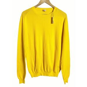 Eleventy Platinum Yellow Crewneck Cotton Long Sleeve Pullover Sweater Size M